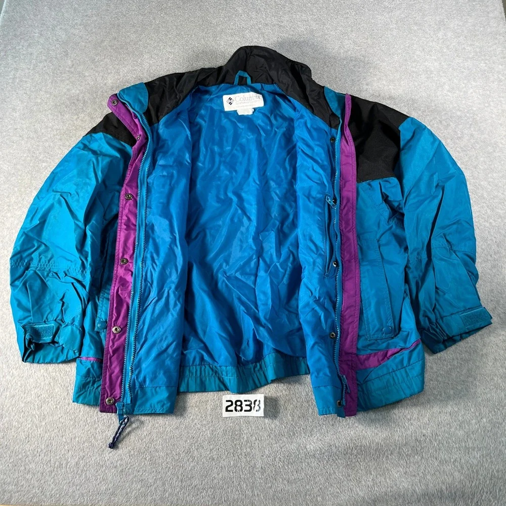 Vintage 90s Columbia Powderkeg Jacket Mens Blue Good Colorblock Retro Skiwear